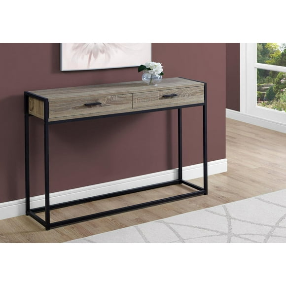 Monarch Specialties Accent Table, Console, Entryway, Narrow, Sofa, Storage Drawer, Living Room, Bedroom, Metal, Laminate, Brown, Black, Contemporary, Modern