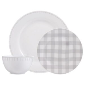 Rim Rustic Cottage Grey/White 12PC Dinnerset