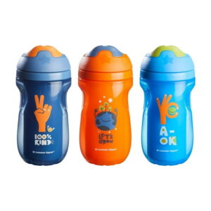 Tommee Tippee Insulated Sippee Cup, Water Bottle for Toddlers, Spill-Proof - 12m+, Pack of 3 (Blue, Blue and Orange)