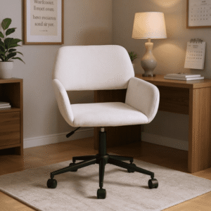 Homy Casa Modern Office Chair, Adjustable Swivel Desk Chair with Armrests, Beige Chenille Fabric