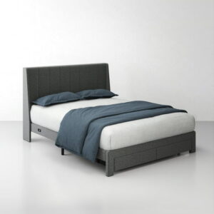 Homy Casa Modern Upholstered Bed with Drawers and USB Ports, Queen, Grey