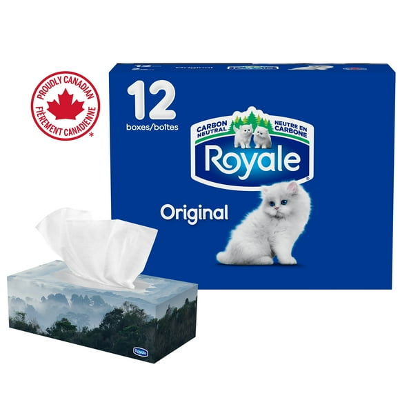 Royale Original, 2 Ply Facial Tissue, 12 Flat Boxes, 126 Tissues per Box, 1512 tissues per pack