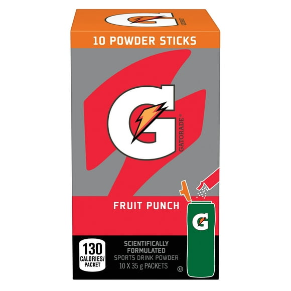 Gatorade Fruit Punch Sports Drink Powder 10 x 35g, Packets, 10 x 35 g