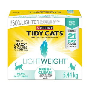 Tidy Cats LightWeight Free & Clean Unscented Multi-Cat, Clumping Cat Litter 5.44 kg, 5.44 kg