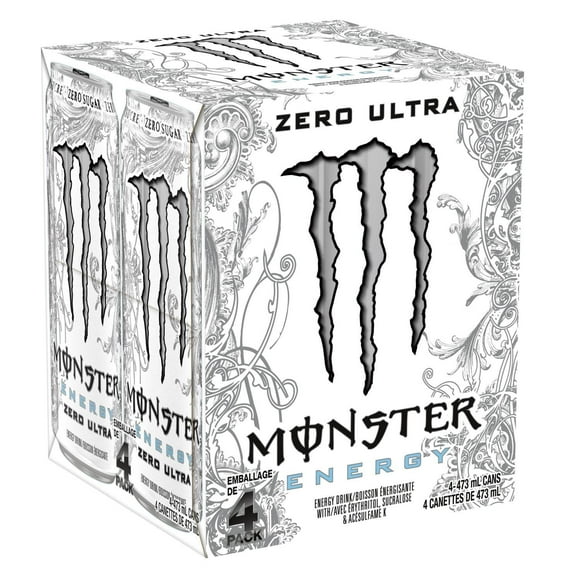 MONSTER ENERGY Zero Ultra, 473mL, 4 Pack, 4 x 473 mL