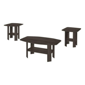 Monarch Specialties Table Set, 3pcs Set, Coffee, End, Side, Accent, Living Room, Laminate, Brown, Transitional