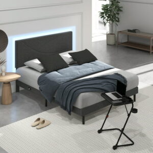 Homy Casa Queen Bed with Adjustable Folding Tray Table Bedroom Set