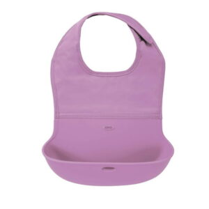 OXO Tot - Roll-Up Bib - Comfortable Soft Waterproof Lightweight Silicone Baby Bib and Toddler - Fabric Rolls Up into Pocket for Travel and Storage - Lilas