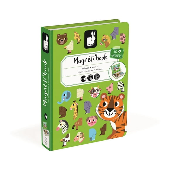 Janod Animals Magnetibook 3 to 8 years Educational Magnetic Games Toy for Kids Toddler Children J02723