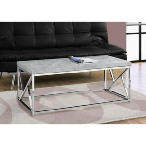 Monarch Specialties Coffee Table, Accent, Cocktail, Rectangular, Living Room, 48"l, Metal, Laminate, Grey, Chrome, Contemporary, Modern