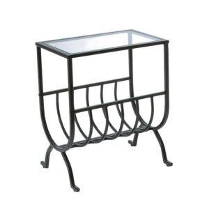 Monarch Specialties Accent Table, Side, End, Magazine, Nightstand, Narrow, Living Room, Bedroom, Metal, Tempered Glass, Black, Clear, Transitional