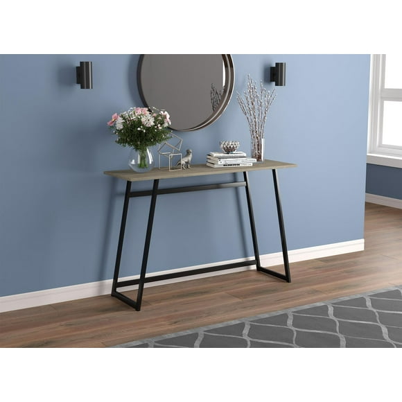 Safdie & Co. Console Table 45L Dark Taupe 1 Shelf Black Metal