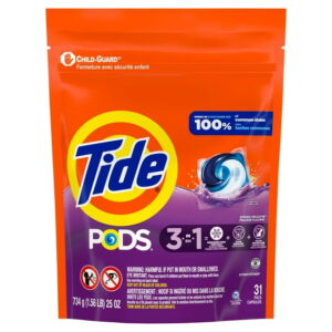 Tide PODS laundry detergent pacs, 3-in-1 Stain Remover, Odor Fighter, Color Protector, HE compatible, Spring Meadow Scent, 31CT