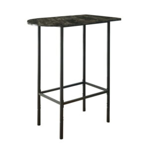 Monarch Specialties Home Bar, Bar Table, Bar Height, Pub, 36" Rectangular, Small, Kitchen, Metal, Laminate, Grey Marble Look, Black, Contemporary, Modern