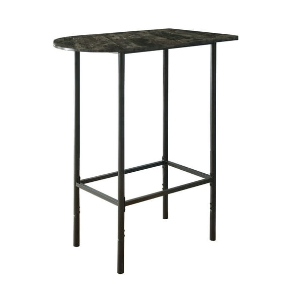 Monarch Specialties Home Bar, Bar Table, Bar Height, Pub, 36" Rectangular, Small, Kitchen, Metal, Laminate, Grey Marble Look, Black, Contemporary, Modern