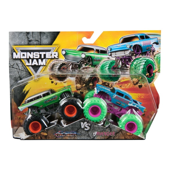 Monster Jam, Avenger Vs. Avenger Smash Die-Cast Monster Trucks, 1:64 Scale, Kids Toys for Boys Ages 3 and up