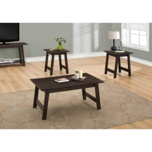 Monarch Specialties Table Set, 3pcs Set, Coffee, End, Side, Accent, Living Room, Laminate, Brown, Transitional