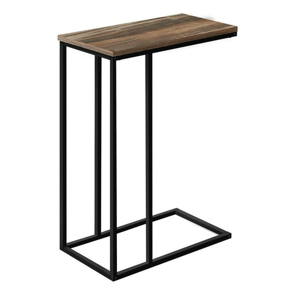Monarch Specialties Accent Table, C-shaped, End, Side, Snack, Living Room, Bedroom, Metal, Laminate, Brown, Black, Contemporary, Modern