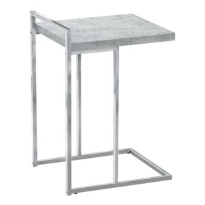 Monarch Specialties Accent Table, C-shaped, End, Side, Snack, Living Room, Bedroom, Metal, Laminate, Grey, Chrome, Contemporary, Modern