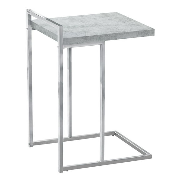 Monarch Specialties Accent Table, C-shaped, End, Side, Snack, Living Room, Bedroom, Metal, Laminate, Grey, Chrome, Contemporary, Modern