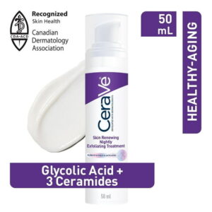 CeraVe Nightly Exfoliating Treatment, AHA Face Cream with Glycolic and Lactic Acids for Fine Lines and Pores, 50mL, Improve visible signs of aging