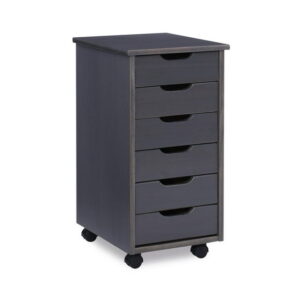 Craydon Six-Drawer Rolling Storage Cart, Grey