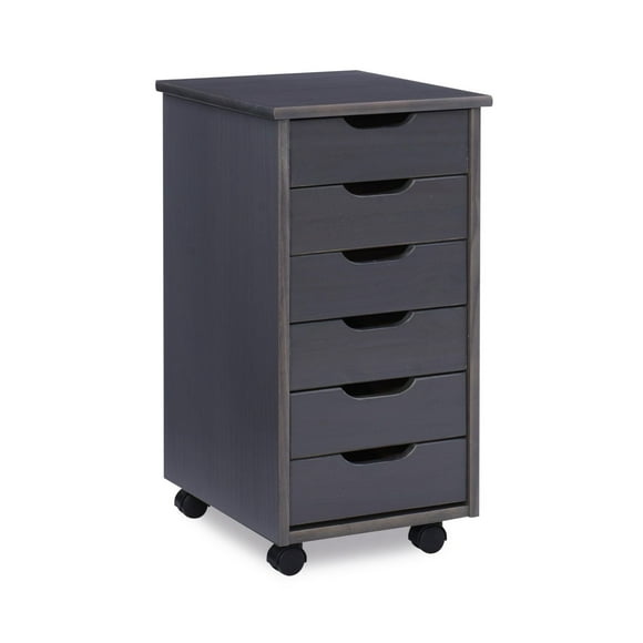Craydon Six-Drawer Rolling Storage Cart, Grey