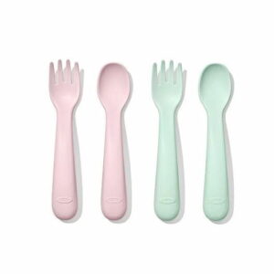 Oxo Tot Plastic Forks & Spoons - Opal & Blossom - 6 months +