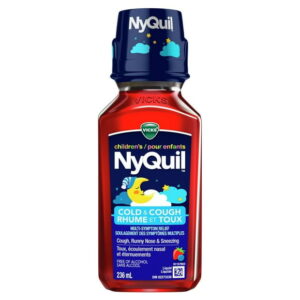 VICKS Children's NyQuil Cold & Cough Relief Medicine for Nighttime Sneezing, Runny Nose & Cough, Berry Flavoured, For Children Ages 6+, 236ML
