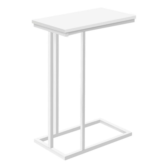Monarch Specialties Accent Table, C-shaped, End, Side, Snack, Living Room, Bedroom, Metal, Laminate, White, Contemporary, Modern