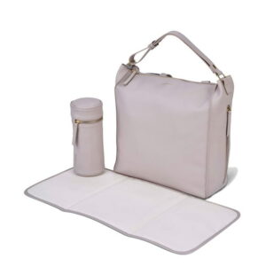 Bababing Diaper Bag - Lucia Backpack - Grey Blush - Luxury Slouch Style - Multi Carry: Shoulder Strap to Backpack - Vegan Leather - Two Insulated Bottle Holders, Large Wipeable Changing Mat, Stroller