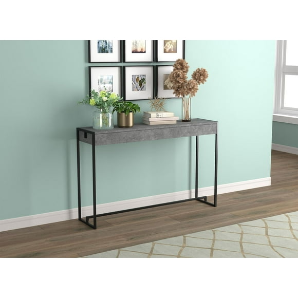 Safdie & Co. Console Table 47L Dark Cement Black Metal