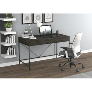 Safdie & Co. Computer Desk-49" Grey Wood 2 Drawers/Black Metal