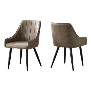 Monarch Specialties Dining Chair, Set Of 2, Side, Upholstered, Kitchen, Dining Room, Fabric, Metal, Beige, Black, Contemporary, Modern