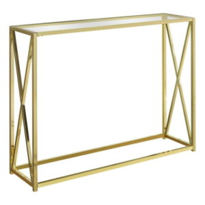 Monarch Specialties Accent Table, Console, Entryway, Narrow, Sofa, Living Room, Bedroom, Metal, Tempered Glass, Gold, Clear, Contemporary, Modern