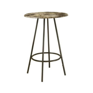 Monarch Specialties Home Bar, Bar Table, Bar Height, Pub, 30" Round, Small, Kitchen, Metal, Laminate, Brown Marble Look, Contemporary, Modern