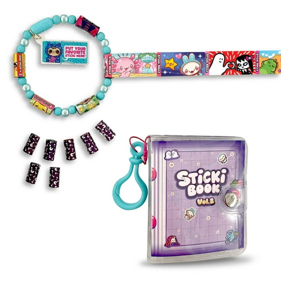 Sticki Rolls Sticki Book - Wearable & Shareable Sticker Bracelet + Collection Book - 120 Mini Stickers - 50 Activity Pages - 1000+ Sticker Designs