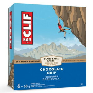 CLIF BAR, Chocolate Chip Energy Bar, 70% Organic Ingredients, No Artificial Flavours, 68 g (Pack of 6)