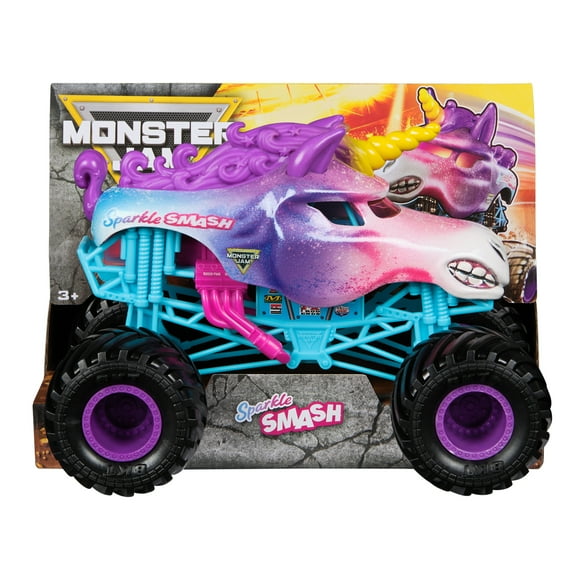 Monster Jam, Official Sparkle Smash Monster Truck, Collector Die-Cast Vehicle, 1:24 Scale, Kids Toys for Boys and Girls Ages 3 and up