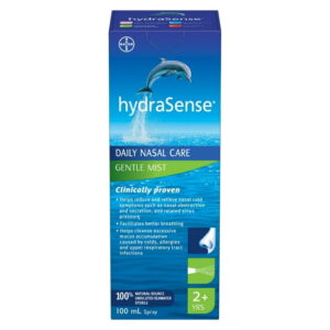 hydraSense Gentle Mist Nasal Spray, Daily Nasal Care, 100% Natural Source Seawater, Preservative-Free, 100 mL