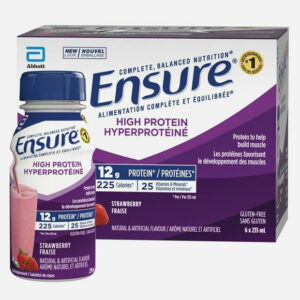 Ensure High Protein 12 g, Meal Replacement Shakes, Protein Shakes With Protein To Help Build Muscle, Strawberry, 6 x 235-mL Bottles, Ensure High Protein 12 g