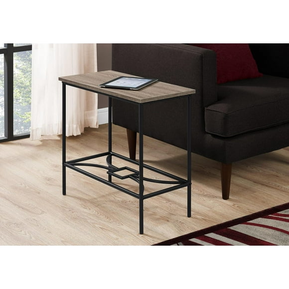 Monarch Specialties Accent Table, Side, End, Narrow, Small, 2 Tier, Living Room, Bedroom, Metal, Laminate, Brown, Black, Contemporary, Modern