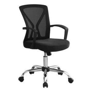 Monarch Specialties Office Chair, Adjustable Height, Swivel, Ergonomic, Armrests, Computer Desk, Work, Metal, Fabric, Black, Chrome, Contemporary, Modern
