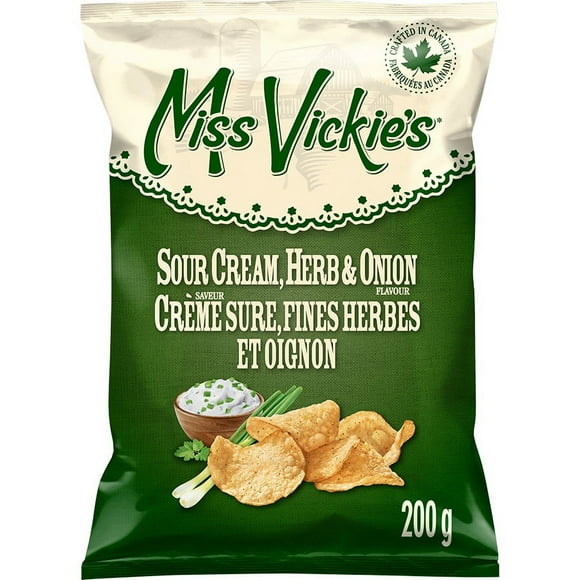 Miss Vickie's Sour Cream, Herb & Onion Kettle Cooked Potato Chips, 200 g.
