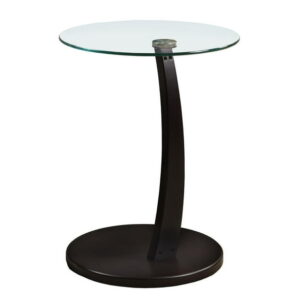 Monarch Specialties Accent Table, C-shaped, End, Side, Snack, Living Room, Bedroom, Laminate, Tempered Glass, Brown, Clear, Contemporary, Modern