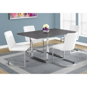Monarch Specialties Dining Table, 60" Rectangular, Kitchen, Dining Room, Metal, Laminate, Grey, Chrome, Contemporary, Modern