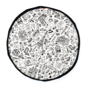 Play & Go - OMY Coloring Play Mat - 3-in-1 Play Mat - Storage Bag & Diaper Bag - Double-sided with Historic Buildings - Includes Textile Pens - Fun & Interactive for Kids - 140 cm Diameter - Suitable