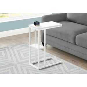 Monarch Specialties Accent Table, C-shaped, End, Side, Snack, Living Room, Bedroom, Metal, Laminate, White, Contemporary, Modern