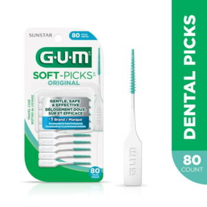 GUM® Soft-Picks® Original Dental Picks, Between Teeth Cleaning, Travel Case, 80 Count