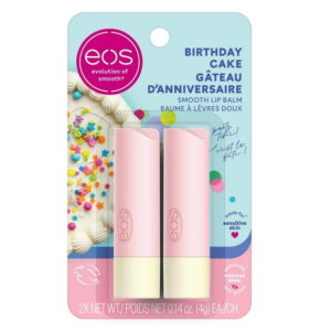 eos 100% Natural and Organic Lip Balm Sticks, Birthday Cake, 2pk, 8g